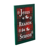 Jesus Is The Reason Plaid Framed Wall Hanging Sign-Lange General Store