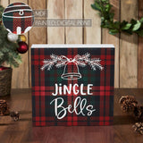 Jingle Bells Plaid Block Sign-Lange General Store