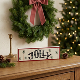 Jolly Snowflake Block Sign with a fuller Christmas backdrop
