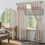 Kaila Ticking Blue Ruffled Long Panel Curtains-Lange General Store