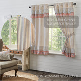 Kaila Ticking Blue Ruffled Short Panel Curtains-Lange General Store