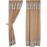 Kaila Ticking Gold Ruffled Long Panel Curtains-Lange General Store