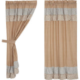 Kaila Ticking Gold Ruffled Short Panel Curtains-Lange General Store