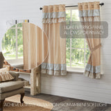 Kaila Ticking Gold Ruffled Short Panel Curtains-Lange General Store