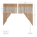 Kaila Ticking Gold Ruffled Swag Curtains-Lange General Store