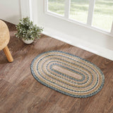 Navy Rose Collection Braided Rugs - Oval - Lange General Store