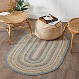 Navy Rose Collection Braided Rugs - Oval - Lange General Store