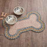 Kayley Dog Bone Braided Waterproof Rug Mat – Medium 15x23 – Navy, Creme, Dusty Rose