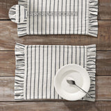 Kayley Ticking Stripe Ruffled Placemat Set of 2-Lange General Store