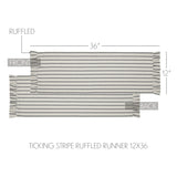 Kayley Ticking Stripe Ruffled Table Runners-Lange General Store