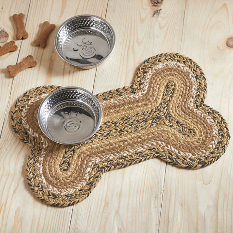 Kettlehurst Dog Bone Braided Waterproof Rug Mat – Small 11.5x17.5 – Natural, Country Black, Caramel