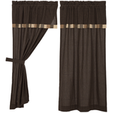 Kettle Grove Plaid Block Border Short Panel Curtains-Lange General Store