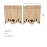Kettlehurst Primitive Crow and Star Tier Curtains 24"