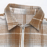 Khaki Retro Classic Loose Casual Plaid Top-Lange General Store
