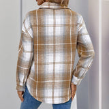 Khaki Retro Classic Loose Casual Plaid Top-Lange General Store