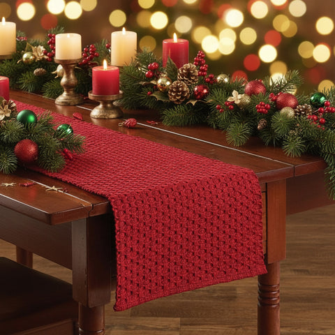 Lattice Red Table Runners-Lange General Store