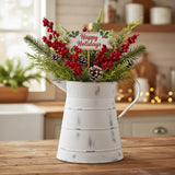 Distressed White Milk Pitcher-Lange General Store