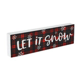 Let It Snow Plaid Block Sign-Lange General Store