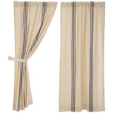 Market Place Blue Grain Sack Stripe Short Panel Curtains-Lange General Store