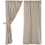 Market Place Blue Ticking Stripe Short Panel Curtains-Lange General Store