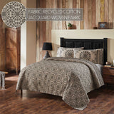 Medallion Black Tan Jacquard Coverlet-Lange General Store