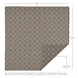 Medallion Black Tan Jacquard Coverlet-Lange General Store