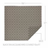 Medallion Black Tan Jacquard Coverlet-Lange General Store