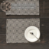 Medallion Black Tan Jacquard Placemats - Set of 2-Lange General Store