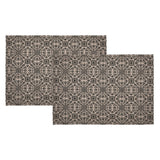 Medallion Black Tan Jacquard Placemats - Set of 2-Lange General Store