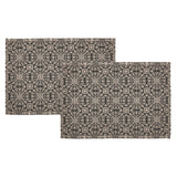 Medallion Black Tan Jacquard Placemats - Set of 2-Lange General Store