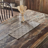 Medallion Black Tan Jacquard Table Runners - Lange General Store