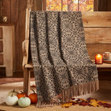 Medallion Black Tan Jacquard Woven Throw