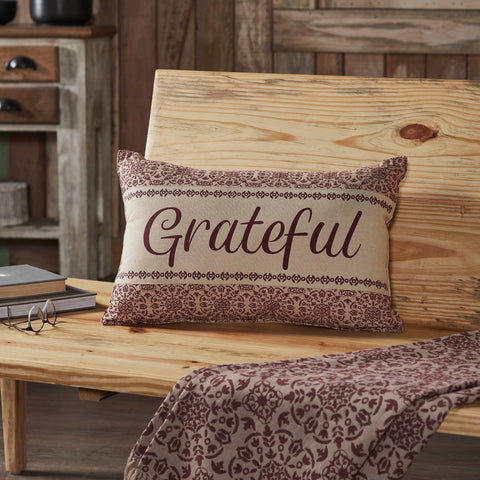 Medallion Burgundy Tan Jacquard Grateful Pillow