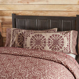 Medallion Burgundy Tan Jacquard Pillow Cases Set