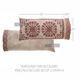 Medallion Burgundy Tan Jacquard Pillow Cases Set