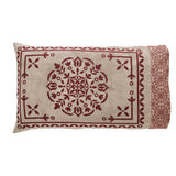 Medallion Burgundy Tan Jacquard Pillow Cases Set