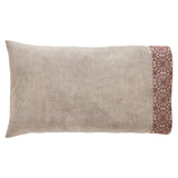 Medallion Burgundy Tan Jacquard Pillow Cases Set