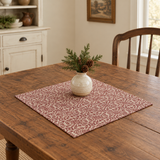 Medallion Burgundy Tan Jacquard Table Topper 20x20 lifestyle image
