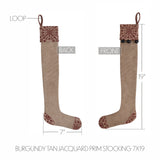 Medallion Burgundy Tan Primitive Stocking