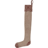 Medallion Burgundy Tan Primitive Stocking