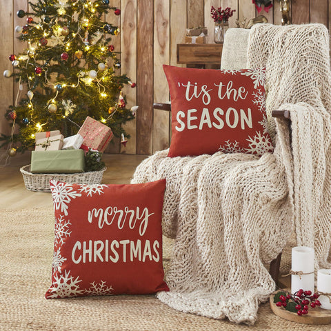 Merry Christmas & Tis The Season Pillow Cover Set of 2