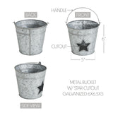 Metal Bucket w/Star Cutout Galvanized-Lange General Store