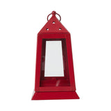 Metal Lantern Barn Red Tealight Holder 9x5x5-Lange General Store