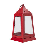 Metal Lantern Barn Red Tealight Holder 9x5x5-Lange General Store