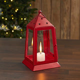 Metal Lantern Barn Red Tealight Holder 9x5x5-Lange General Store