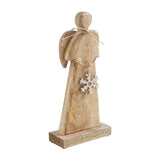 Metal Snowflake Natural Wooden Angel