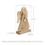 Metal Star Natural Wooden Angel-Lange General Store