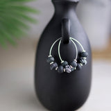 Midnight Palm Bead Hoop Earrings-Lange General Store