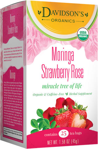 Moringa Strawberry Rose Organic Tea 25 Bag Box-Lange General Store