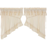 Muslin Ruffled Unbleached Natural Swag Prairie Curtains-Lange General Store